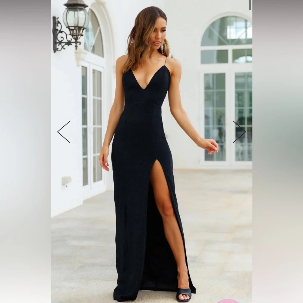 Hello Molly Dear Emilia Maxi Dress, Black, Subtle Shimmer - Picture 1 of 6